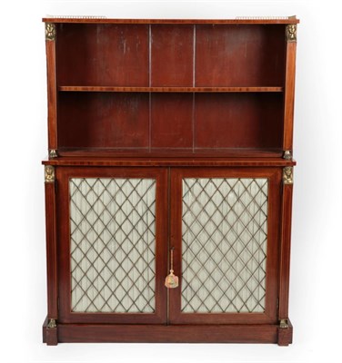 Lot 1756 - A Regency Mahogany Boxwood Strung and Gilt Metal Mounted Bookcase, early 19th century  the...