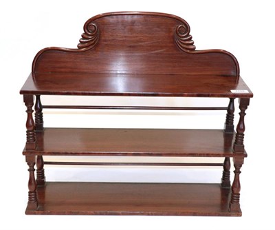 Lot 1759 - A Set of Regency Style Mahogany Three-Tier Shelves, late 19th century, the scrolled gallery...
