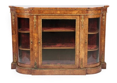 Lot 1761 - A Victorian Figure Walnut, Marquetry Inlaid and Gilt Metal Mounted Credenza, circa 1870, of...