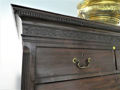 Lot 1765 - A George III Mahogany Chest on Chest, late 18th century, with a dentil cornice above a blind...