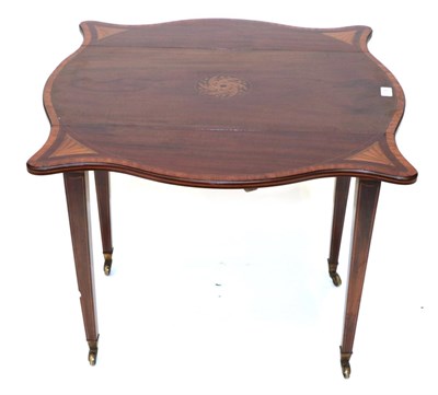 Lot 1768 - A Late Victorian Mahogany, Satinwood Banded and Marquetry Inlaid Pembroke Side Table, stamped...