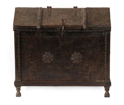 Lot 1780 - A 19th Century Ark/Dowry Hardwood and Nailed Chest, the domed top with a small hinged lid with iron