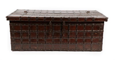 Lot 1781 - A 19th Century Indian Hardwood and Iron Bound Chest, of large proportions, with nailed...