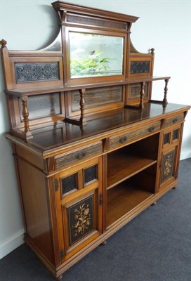 Lot 1786 - A Gillow and Co Walnut and Marble Wood Sideboard, circa 1880, the mirror back with blind fret...