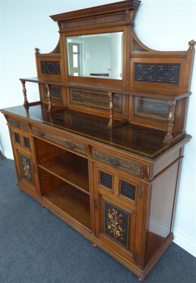 Lot 1786 - A Gillow and Co Walnut and Marble Wood Sideboard, circa 1880, the mirror back with blind fret...