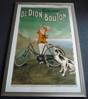 Lot 1818 - A French Advertising Poster for "De-Dion Bouton Cycles", lithographed in colours, featuring a...