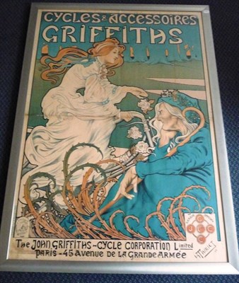 Lot 1821 - A French Art Nouveau Advertising Poster for "Griffiths Cycles and Accessories" by the John...