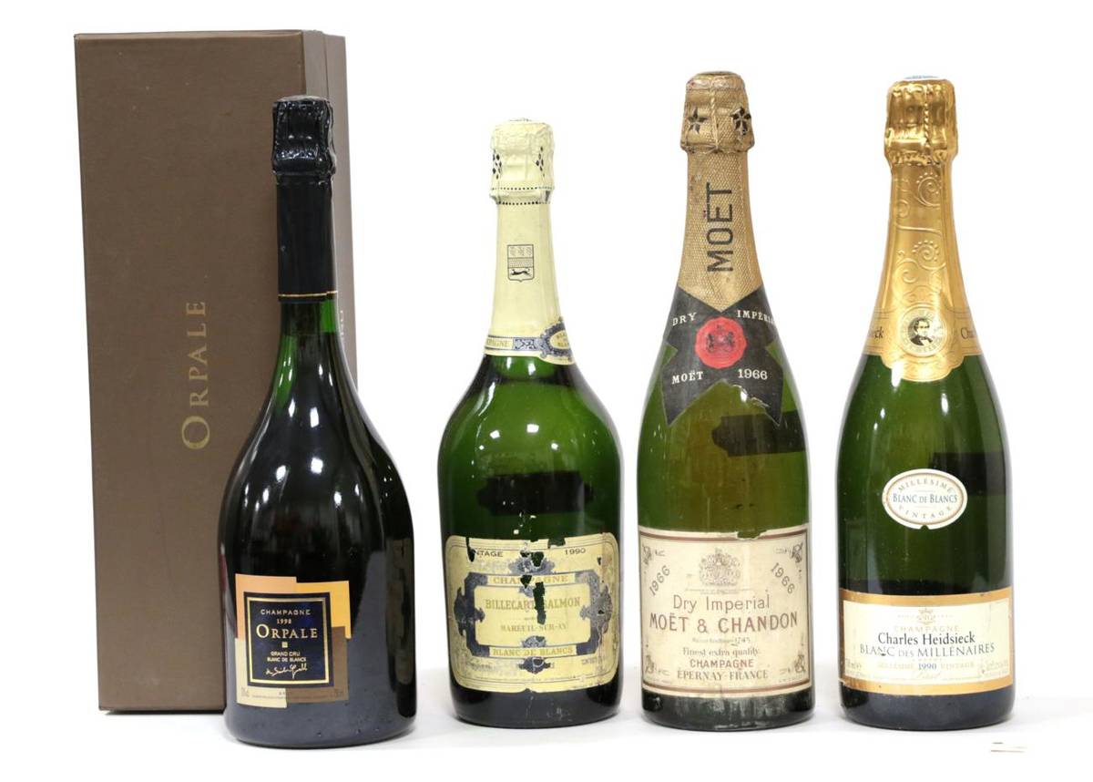 Lot 2007 - Moet et Chandon 1966 (one bottle), Billecart 1990 (one bottle), Charles Heidsieck Blanc Des...
