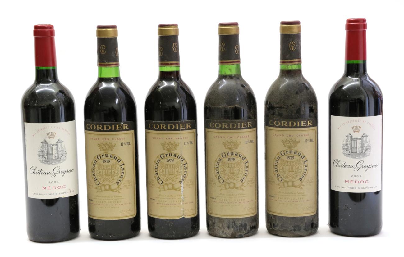 Lot 2025 - Château Gruaud Larose Saint Julien 1979 (four bottles), Château Greysac Medoc 2005 (two...