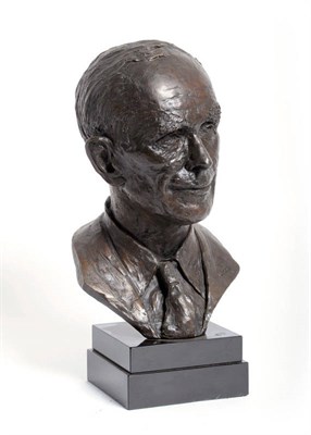 Lot 1832 - Connor (20th century): Bronze Bust of Sir Alec Douglas Hume, raised on square section stepped...