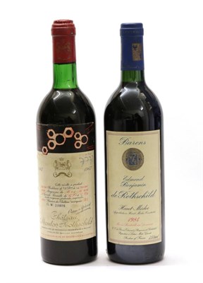 Lot 2030 - Mouton Rothschild 1967 (one bottle) together with Barons Edmond et Benjamin de Rothschild Haut...
