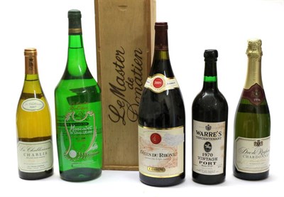 Lot 2110 - Warre's 1970 Vintage Port (one bottle), E. Guigal Cotes Du Rhone 2009 (one magnum), La Chablisienne