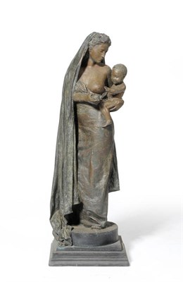 Lot 1843 - Antonio Lopez Reche: Madonna with Child and Lemon, bronze, on square base, 109cm high, the...