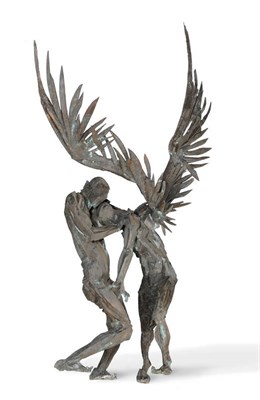 Lot 1844 - Sophie Dickens (b.1966): Jacob Wresting the Angel, bronze, initialled and dated 03, approx...