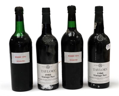 Lot 2147 - Warre's Vintage Port 1970 (two bottles, missing original labels), Taylor's Vintage Port 1980...