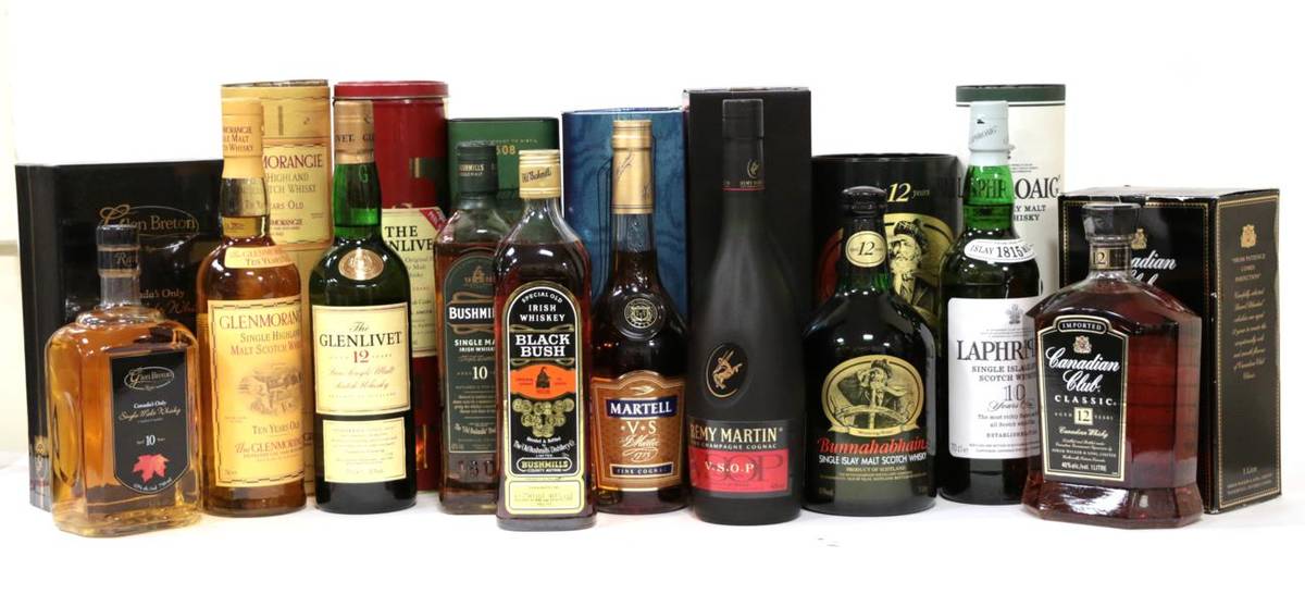 Lot 2156 - Bunnahabhain 12 Year Old Single Islay Malt Scotch Whisky 40%, 1L, The Glenlivet 12 Year Old,...