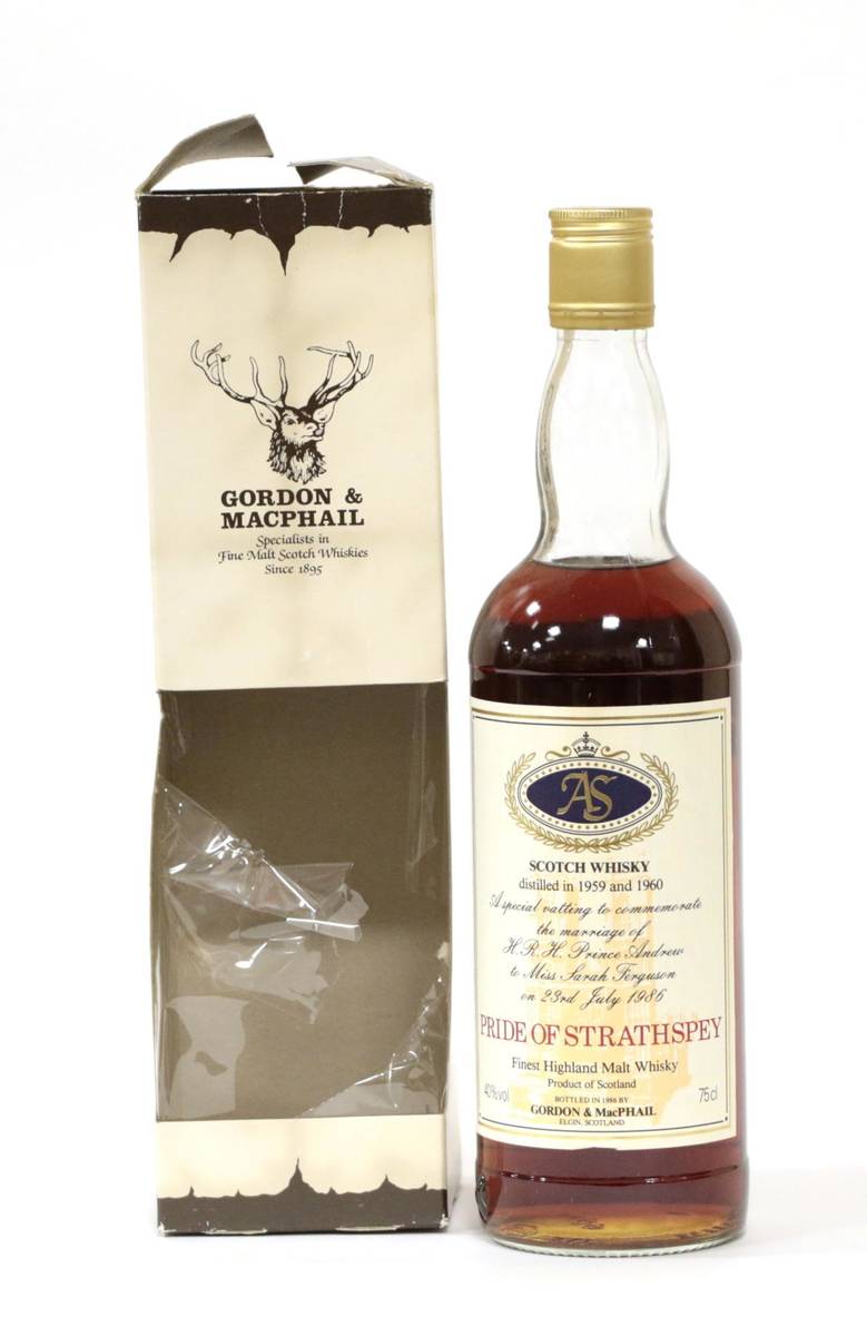 Lot 2157 - Pride of Strathspey Royal Marriage Bottling, distilled in 1959/60, bottled in 1986 by Gordon &...