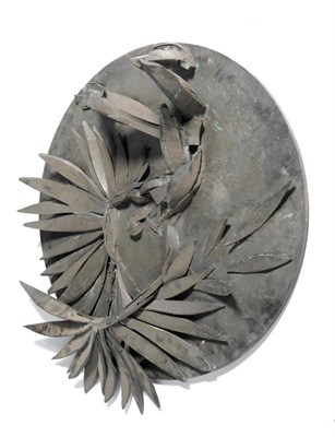 Lot 1847 - Sophie Dickens (b.1966): Icarus, bronze, circular boss, 99cm diameter