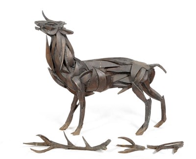 Lot 1848 - Sophie Dickens (b.1966): Stag, standing, bronze, 95cm high, 93cm long