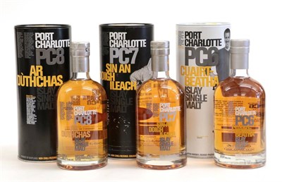 Lot 2191 - Port Charlotte Islay Single Malt: PC6 Cuairt-Beatha, distilled 2001, 61.6%, 700ml, PC7 Sin An Doigh