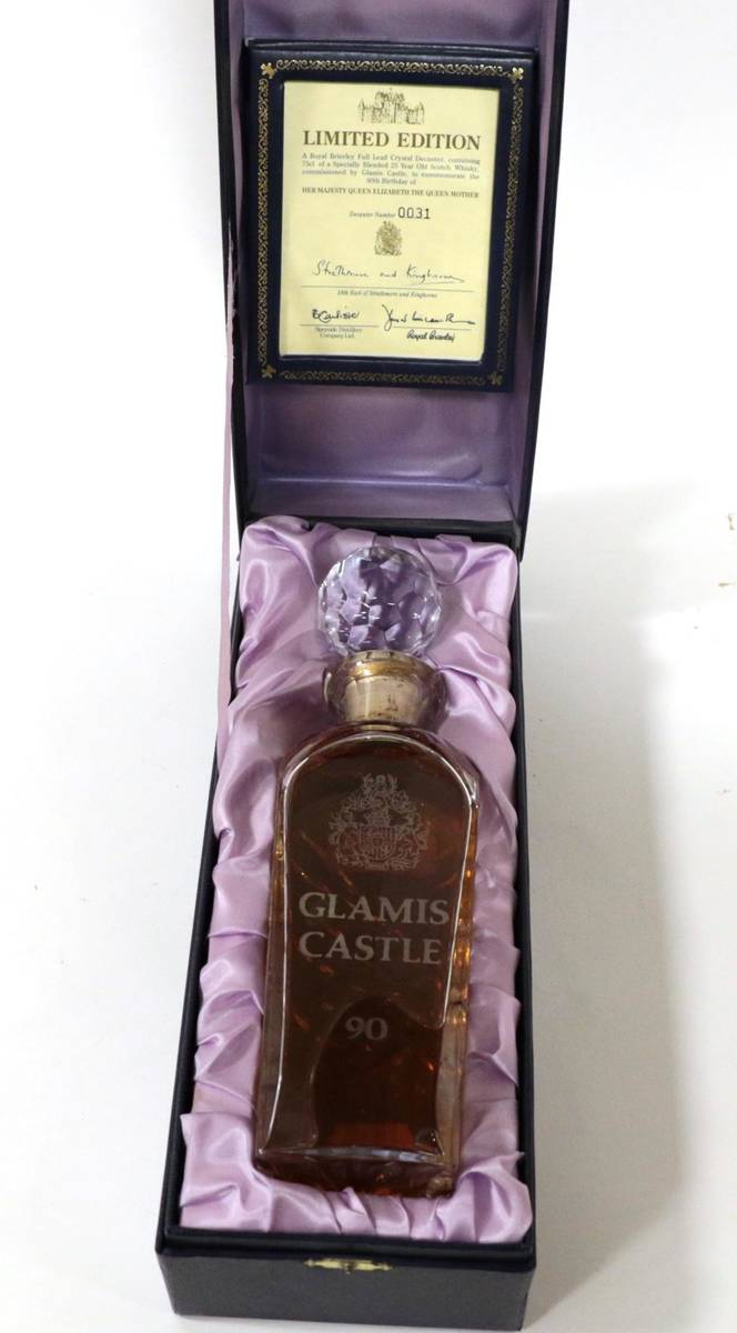 Lot 2193 - Glamis Castle Royal Brierley Lead Crystal Decanter No 0031 25 Year Old 40%, original case