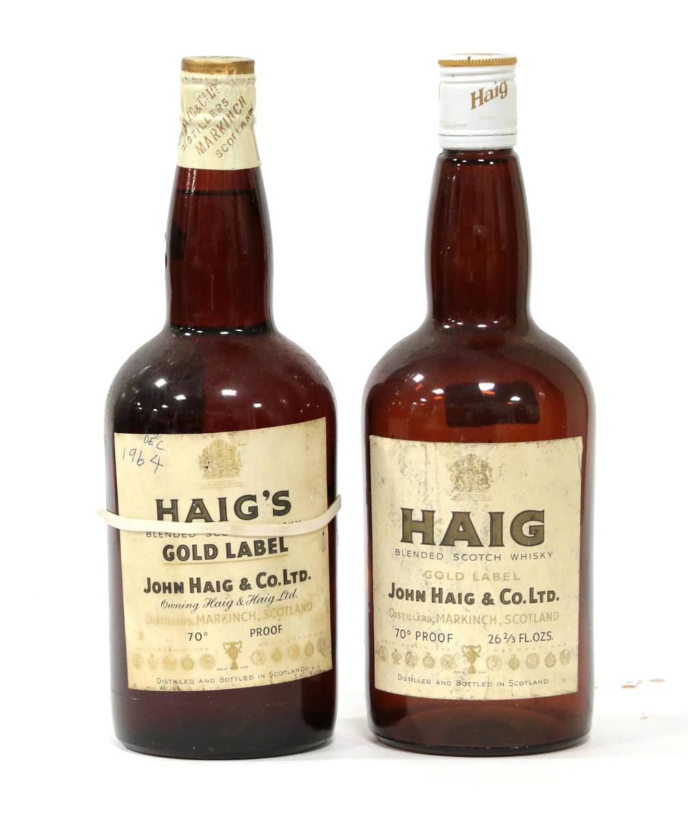Lot 2195 - Haig Gold Label Scotch Whisky 70%, two bottles old bottling (one without contents)