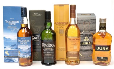 Lot 2205 - Ardbeg Ten Year Old Islay Single Malt Whisky, 46% 70cl, Talisker Skye Single Malt Whisky 45.8%...