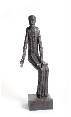 Lot 1852 - Olbram Zoubek (Czechoslovakia, b.1926): Bronze Figure of a Bearded Gentleman, his knees...