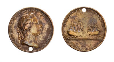 Lot 7 - A Rare Resolution and Adventure Medal, 1772, in bronze coloured  'platina', the obverse with...
