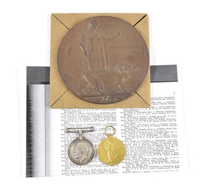 Lot 17 - A First World War Pair and Memorial Plaque, awarded to 34985 PTE.WILLIAM INGRAM BAKER, M.G.C.,...