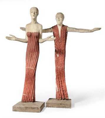 Lot 1858 - Olbram Zoubek (Czechoslovakia, b.1926): Male and Female Mythical Figures, concrete, part...