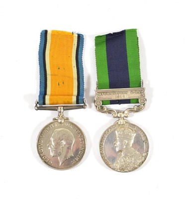 Lot 43 - A British War Medal, to 3843 PTE.T.BALL. HAMPS.R. and India General Service Medal 1909, with...