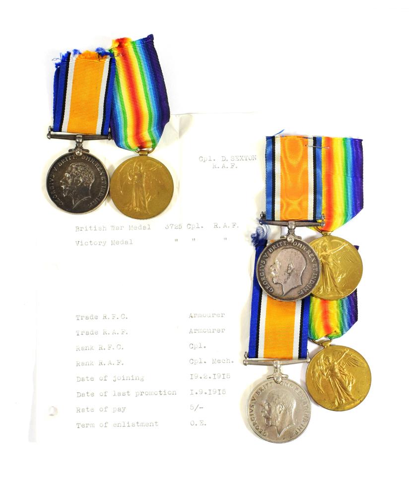 Lot 45 - Three First World War Pairs, each comprising British War Medal and Victory Medal awarded to...
