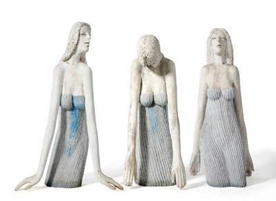 Lot 1860 - Olbram Zoubek (Czechoslovakia, b.1926): Three Female Torso Forms, fluted lower bodies, concrete...