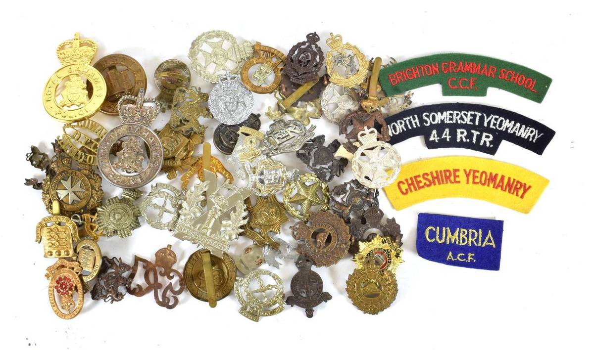 Lot 58 - A Collection of Eighty Various Military Badges, including cap, glengarry, helmet plates and...