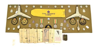 Lot 68 - A Second World War Civil Defence Display, comprising National Fire Service and Civil Defence...