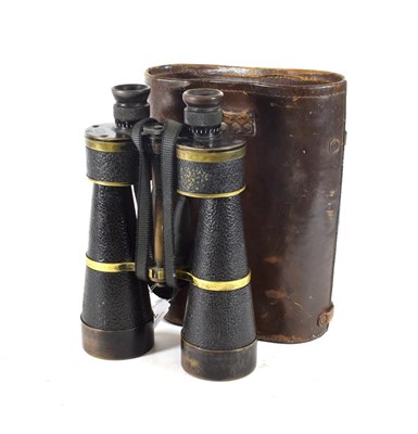 Lot 73 - A Pair of British Naval 12 x L25 Binoculars by E Leitz, Wetzlar, in black enamelled brass with...