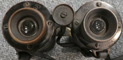 Lot 73 - A Pair of British Naval 12 x L25 Binoculars by E Leitz, Wetzlar, in black enamelled brass with...