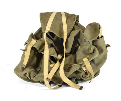 Lot 90 - A Second World War Commando Bergen Rucksack, in olive green heavy duty canvas, with external...