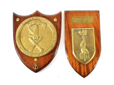 Lot 105 - Two Souvenir Brass Navy Plaques Pertaining to the Career of Vice-Admiral Sir Iwan Raikes, CBE...