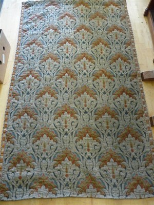 Lot 1742A - An Arts and Crafts Panel of Jacquered Woven-Wool Fabric, woven in blue, red and green with a...