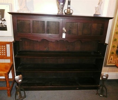 Lot 1791A - An Arts & Crafts Oak Mirror Back Sideboard, the upper section with two glazed cupboard doors...