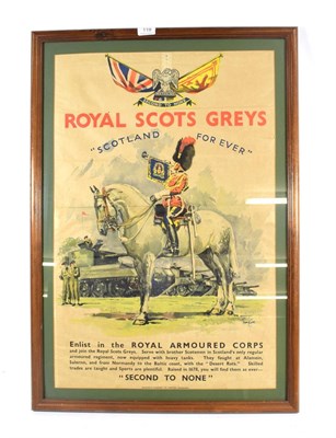 Lot 119 - The Royal Scots Greys - An Original Recruiting Poster, chromolithograph, printed by McLagan &...