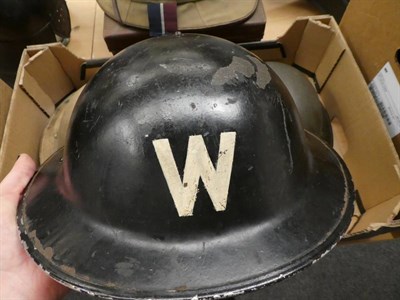 Lot 137 - Second World War British Home Front Interest:- a Rescue officer's khaki Brodie helmet painted R...