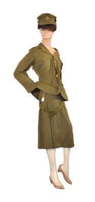 Lot 144 - A Second World War ATS Composite Uniform, comprising a peaked cap with brass cap badge, a tunic...