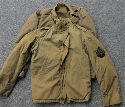 Lot 145 - A Quantity of Military Part Uniforms,  comprising a Second World War RAF greatcoat, with brass...