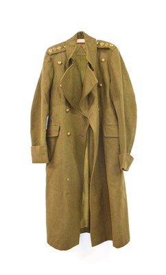 Lot 154 - A Second World War Officer's Greatcoat, to a Captain of the Royal Artillery, with rayon half...