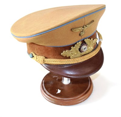 Lot 160 - A Copy of a German Third Reich NSDAP Political Leader's Visor Cap, of tan coloured whipcord...