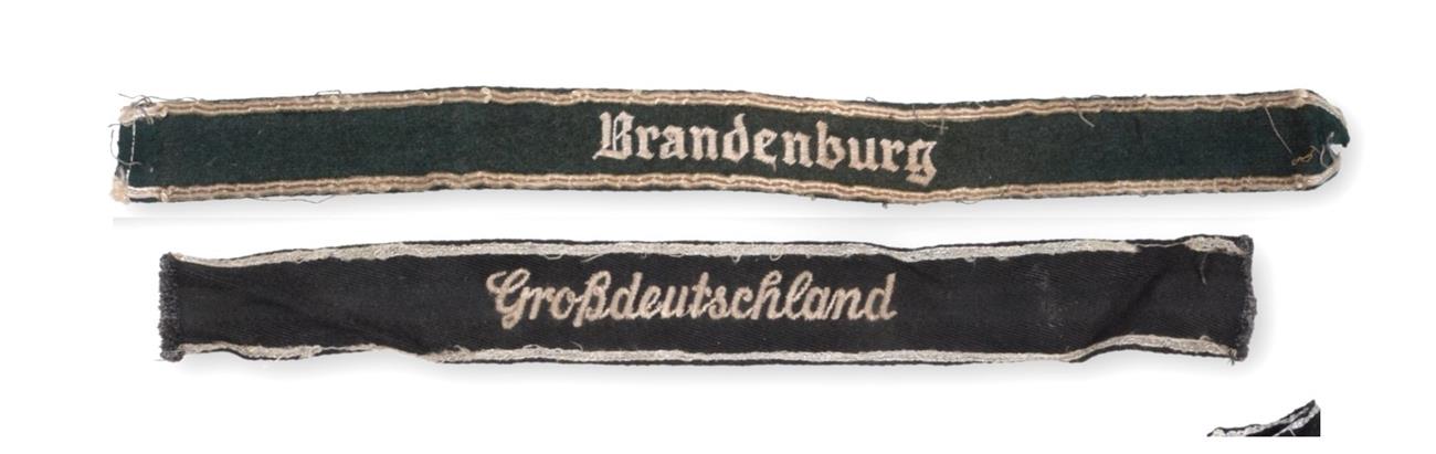 Lot 178 - A German Third Reich Army Panzer-Grenadier Division 'Brandenburg' Cuff Title, in green wool,...