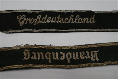 Lot 178 - A German Third Reich Army Panzer-Grenadier Division 'Brandenburg' Cuff Title, in green wool,...
